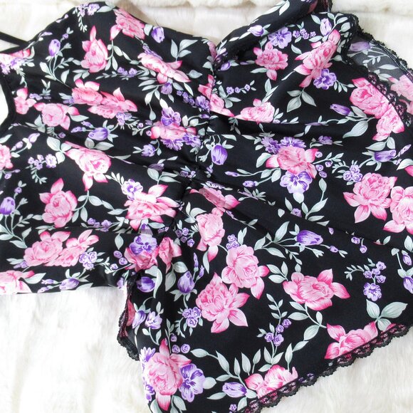 Jessica Vintage Floral Satin Teddy Romper Panties M/L - Picture 5 of 10